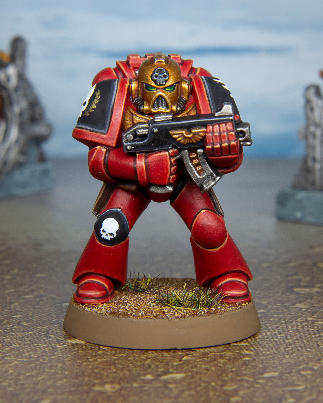 A classic 90s space marine painted for a community challenge.